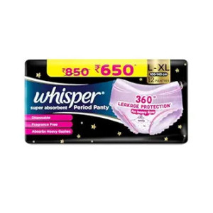 Whisper Super Absorbent Period Panty (12 L-XL Pants)