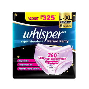 Whisper Super Absorbent Period Panty (L-XL, 6 Count)