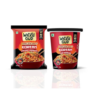 WickedGud Fiery 2X Spicy Korean Noodles Combo Pack | Whole Wheat | No Maida | No Palm Oil