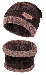 Winter Knit Beanie & Scarf Set for Men Brown Rs. 293