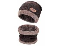 Winter Knit Beanie & Scarf Set for Men Brown Rs. 293