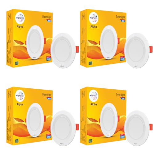Deal Wipro 6W Alpha Downlight for Junction Box Pack of 4 Only Rs. 311