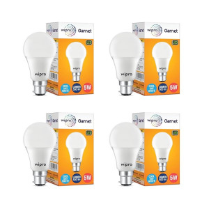 Wipro Garnet 5W LED Bulb (Cool Day White, B22) – Pack of 4