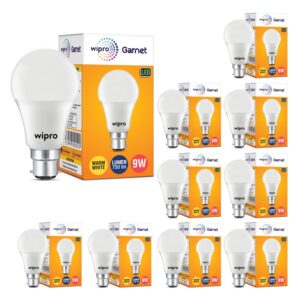 Deal Wipro LED Bulb Warm White 9W Pack of 10 Rs. 548