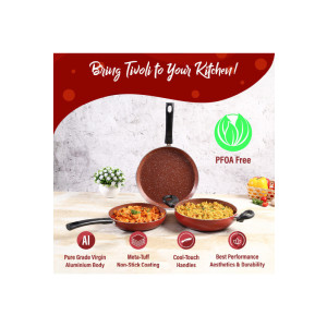 Wonderchef Tivoli 3-Piece Red Cookware Set