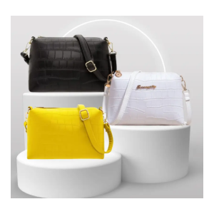 WOOD BAZAR White Croco Sling Bag Set (Pack of 3)