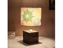 Deal Wooden Square Block Table Lamp with Floral Shade Rs. 362