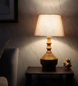 Wooden Table Lamp with Off