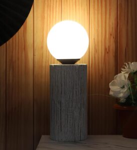 Wooden Table Lamp with Glass Shade Deal