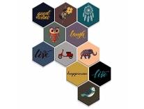 Wooden Wall Decor Set of 11 Multicolour SPW3
