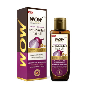 WOW Onion Black Seed Hair Oil – Controls Hair Fall – No Mineral Oil & Silicones (200mL)