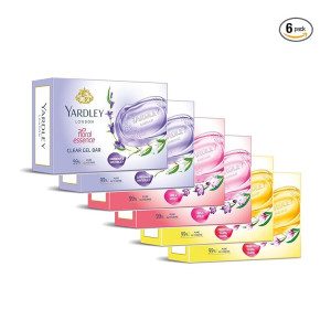 Yardley London Clear Gel Bar Assorted Pack of 6 with 99% Pure Glycerin & Natural Floral Oils