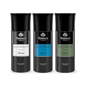 Yardley London Gentleman Deo Body Spray Tripack (Classic + Urbane + Royale) for Men