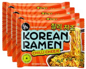 Yu Foodlabs Chilli Cheese Korean Ramen 4 Pack Rs. 180 on Amazon