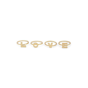 ZAVERI PEARLS Set of 4 Gold Tone LOVE Contemporary Rings For Women
