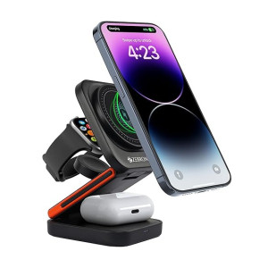 ZEBRONICS MAGBOOST 3 in 1 Foldable Magsafe Compatible Wireless Charging Pad, 15 Watts, Fast Charge