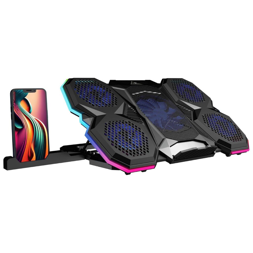 Zebronics NC8000 Laptop Cooling Pad Upto 17 inch 5 Fans 10 RGB Modes USB Port Mobile Holder Rs.1219 @ Amazon