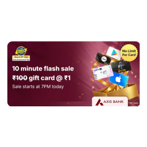 Flipkart Rs.100 Gift Card at Rs1 | Flipkart Deal